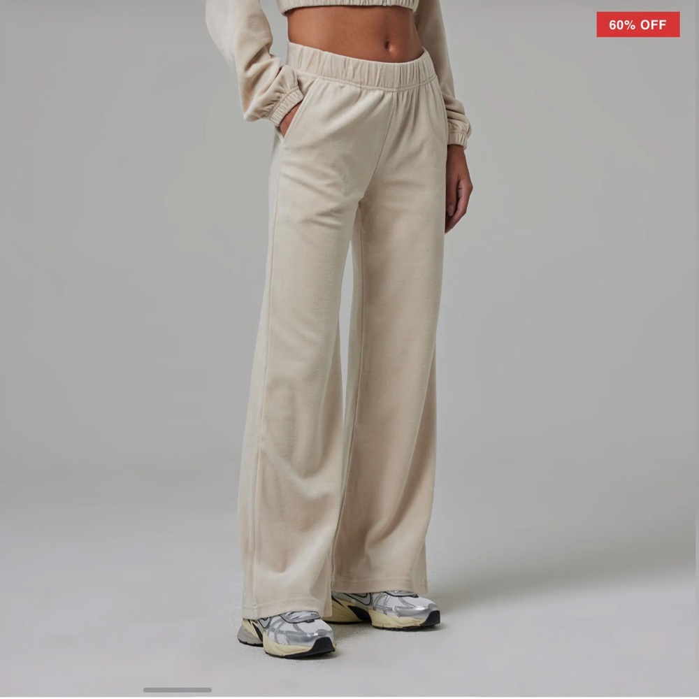 TALENTLESS women’s Wide-Leg Terry Cloth Pants in Beige M new with tags